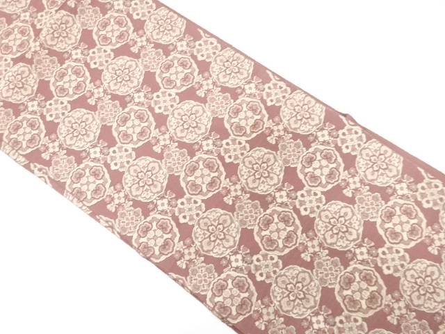 JAPANESE KIMONO / ANTIQUE NAGOYA OBI / SILK / WOVEN FLOWER CREST